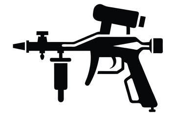Paint spray gun silhouette vector art illustration
