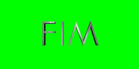 The end word in Portuguese isolated on green background - 3D illustration