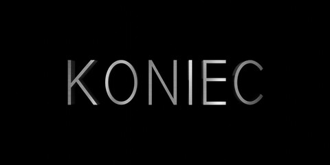 The end word in Polish isolated on black background - 3D illustration