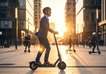 Le trajet quotidien moderne : costume et trottinette