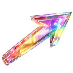 A Holographic Arrow with Shifting Prismatic Colours Isolated on Transparent Background