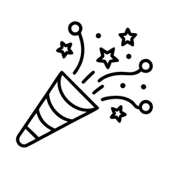 Party Confetti Cannon Icon for Celebration Websites, Event Planning Blogs, Festive Social Media Content, and Holiday Promotion Materials  