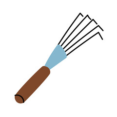 fan-shaped iron rake, insulated iron illustration. A hoe for weeding. A product for watering crops. Gardening tools. Suitable for ecology, garden, cleaning, household, packaging design, infographics.