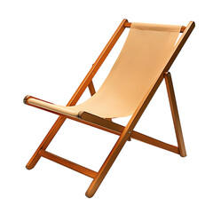Contemporary Foldable Wooden Beach Chair with a Cle Isolated on Transparent Background