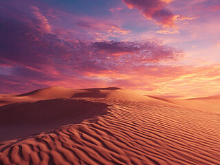 Captivating Desert Sunset: Explore the Dramatic Sand Dunes and Colorful Skies in an Arid Wilderness