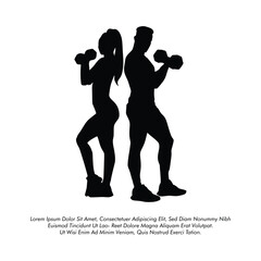 vector Fitness Couple Silhouette Workout and Exercise or Fitness Couple vector illustration design