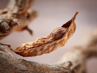 Macro Closeup of Organic Seedpod in Nature: Exploring Earthy Textures and Botanical Details
