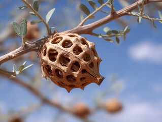 Desert Seed Pod on Woody Branches: Nature's Botanical Marvels in Arid Ecosystems