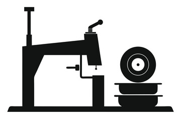 Tire changer machine silhouette vector art illustration