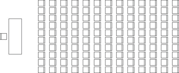 Auditorium seat plan icon, classroom, court, meeting, conference, training, business event, desk icon, customizable stroke, vector, illustration © Hasan
