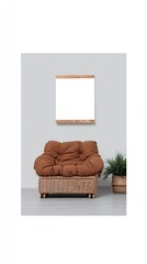 Blank canvas above comfy chair.