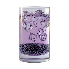 Obraz premium Glass of purple drink with basil seeds and ice