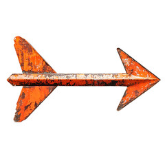 Bold Arrow with Complex Textures in Blazing Orange Isolated on Transparent Background