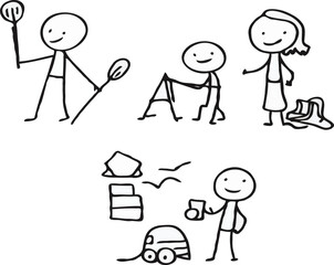 stick man different activities