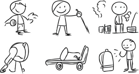 stick man different activities