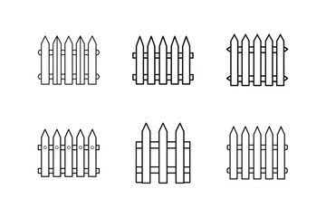 white picket fence line art vector illustration
