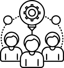 team brainstorming vector outline icon on white or transparent background	