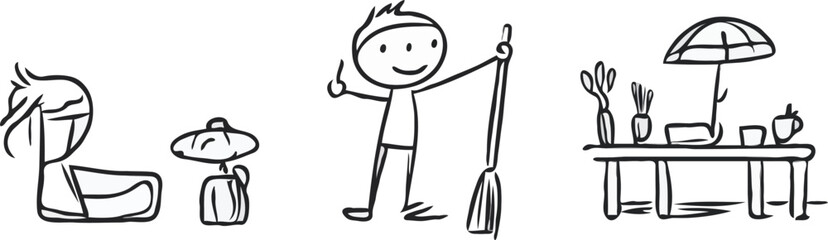 stick man different activities