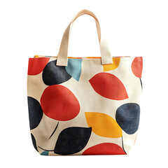 Trendy Canvas Bag with Contemporary Print and Rel Isolated on Transparent Background