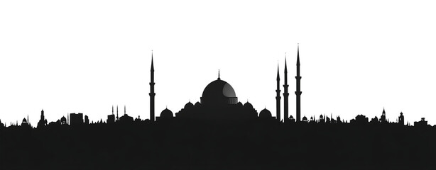 Obraz premium Istanbul skyline silhouette isolated on a white background png ai generated