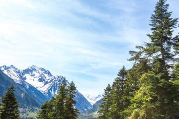 Caucasus Mountains spring landscape. Karachay-Cherkessia, Russia