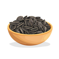 A simple flat 2D icon of sunflower seeds bowl isolated on the background, vector design, ideal for animation, UI/UX design, mobile apps, web design, digital illustrations, flat 2D