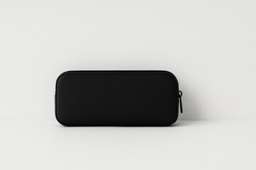 Simple black pencil case on white background