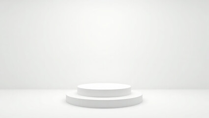Minimalist white two tiered round pedestal display stand