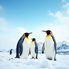 Fototapeta premium penguin on the snow