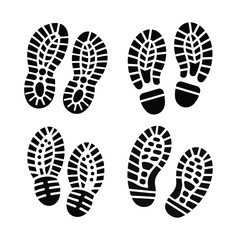 Shoe prints icons set footprint trail vector design