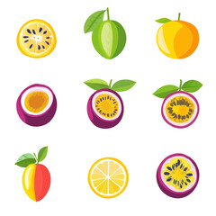 My Simple flat 2D icon passion fruits isolated on transparent background, vector, flat design, animation design, simple flat 2D icon, minimalist design, clipart