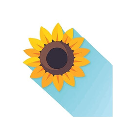My Simple flat 2D icon sunflower isolated on transparent background, vector, flat design, animation design, simple flat 2D icon, minimalist design, clipart
