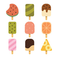 A delightful vector illustration set of various ice cream cones with topping