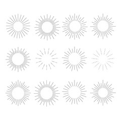 Vintage Sunburst Collection Explosion Handmade Design Elements Fireworks Black Rays