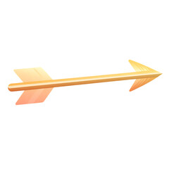 Sleek Arrow with Smooth Gradient Transitions in Soft Gold Isolated on Transparent Background