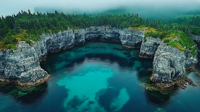 Breathtaking aerial view of Bruce Peninsula National Park, showcasing turquoise water