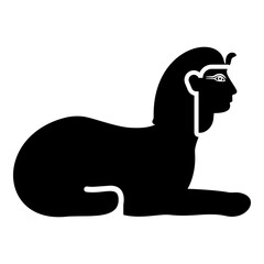 Sphinx Egypt pyramid concept egyptian statue of Giza icon black color vector illustration image flat style