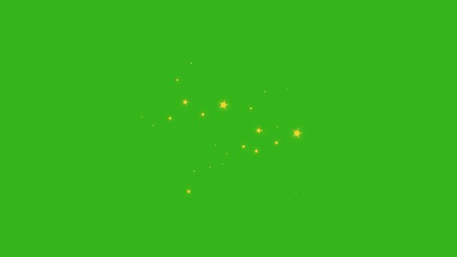 Glowing Star Light Animation  Cartoon Vector Golden Twinkle Stars on Transparent Green Screen  Night Sky Loop 4K