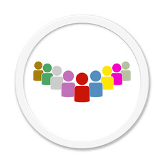 Bunte große Gruppe Symbol auf weißem Button