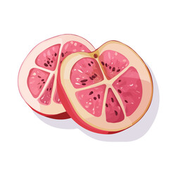 My Simple flat 2D icon sliced rose apple isolated on transparent background, vector, flat design, animation design, simple flat 2D icon, minimalist design, clipart