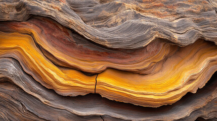 Close-up of layered wood showcasing vibrant orange and brown textures.