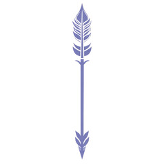 Contemporary Arrow with Minimalist Vector Lines in Purple Isolated on Transparent Background