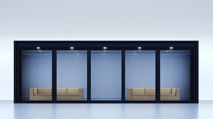 Modern shop storefront with night view.