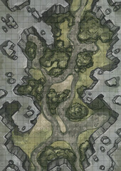 DND Battle Maps Gridded Fantasy Map Grid-Based Adventure Board Game Battlemap for Dungeons and Dragons Printable RPG Map Tabletop Gaming Terrain Dungeon Map Grid Layout, hand drawing