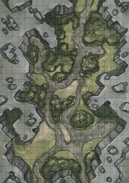 DND Battle Maps Gridded Fantasy Map Grid-Based Adventure Board Game Battlemap for Dungeons and Dragons Printable RPG Map Tabletop Gaming Terrain Dungeon Map Grid Layout, hand drawing