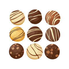 My very Simple flat 2D icon, chocolate truffles group isolated on a white background, vector, flat design, animation design, simple flat 2D icon, minimalist design, vector design, eps