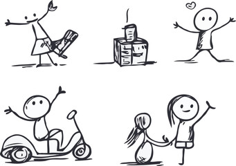 stick man different activities