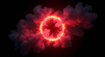 Glowing Ring with Smoke Effect in Dark Space