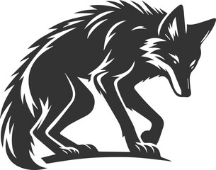 Vector jackal drawing animal silhouette