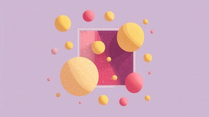 Fototapeta premium Abstract Colorful 3D Geometric Shapes in Bright Purple Background Design